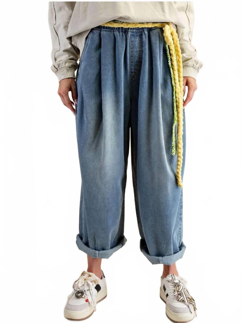 NEW EASEL high rise loose fit denim pants in blue
